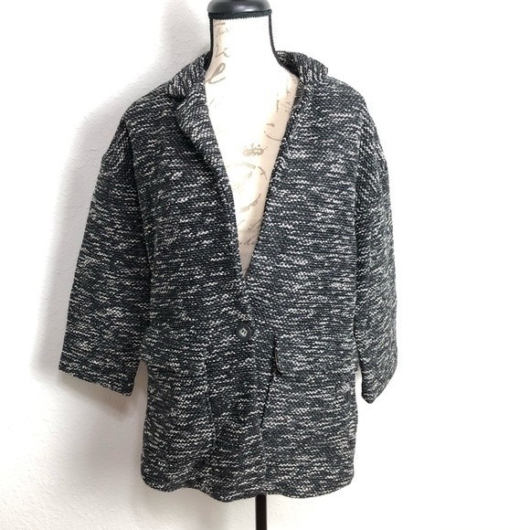 ANTHROPOLOGIE Elevenses Tweed Minka Coat Black S - Picture 5 of 14